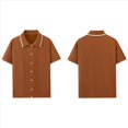thumbnail image 3 of Suéter Informal de Verano para Hombre, con Botones Finos, Estilo Ejecutivo, Estilo Retro, de Corta, para Playa Marrón XXL, 3 of 8