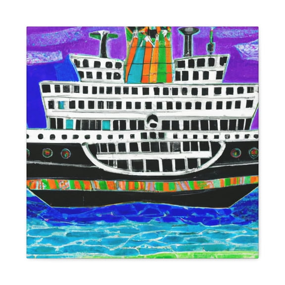 Ferry by Moonlight Scene - Canvas