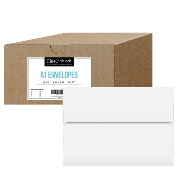 A1 White Envelopes (3 5/8" x 5 1/8") – Fits 3.5 x 4.875-inch RSVPs, Wedding Invitations, Photos and Announcement Cards - Thick and Durable - Gummed Booklet Style Flap - Bulk Pack of 250 Envelopes