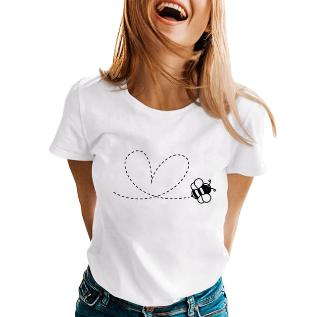 Chemises à Manches Longues Printemps Été 2025 pour Femmes, T-Shirt Imprimé à Manches Courtes Col Rond