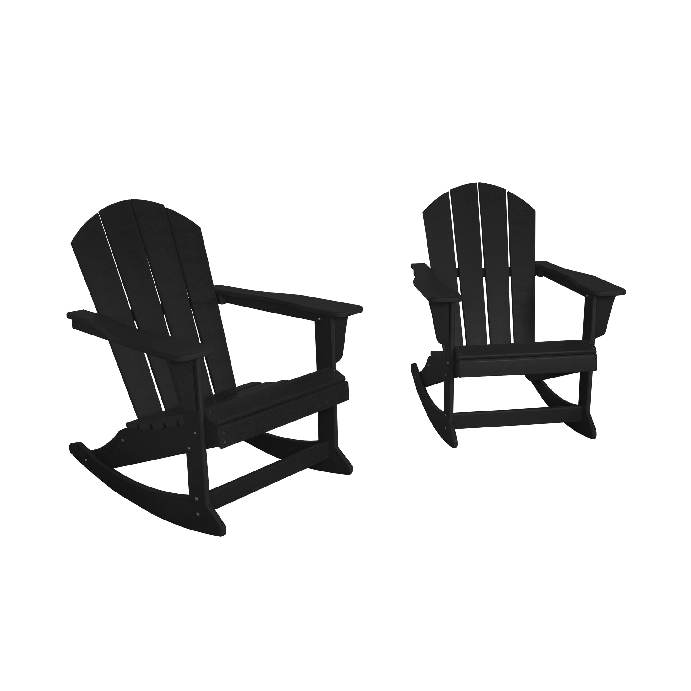 GARDEN Set of 2 - Plastic Outdoor Rocking Chairs for Patio Porch, Black