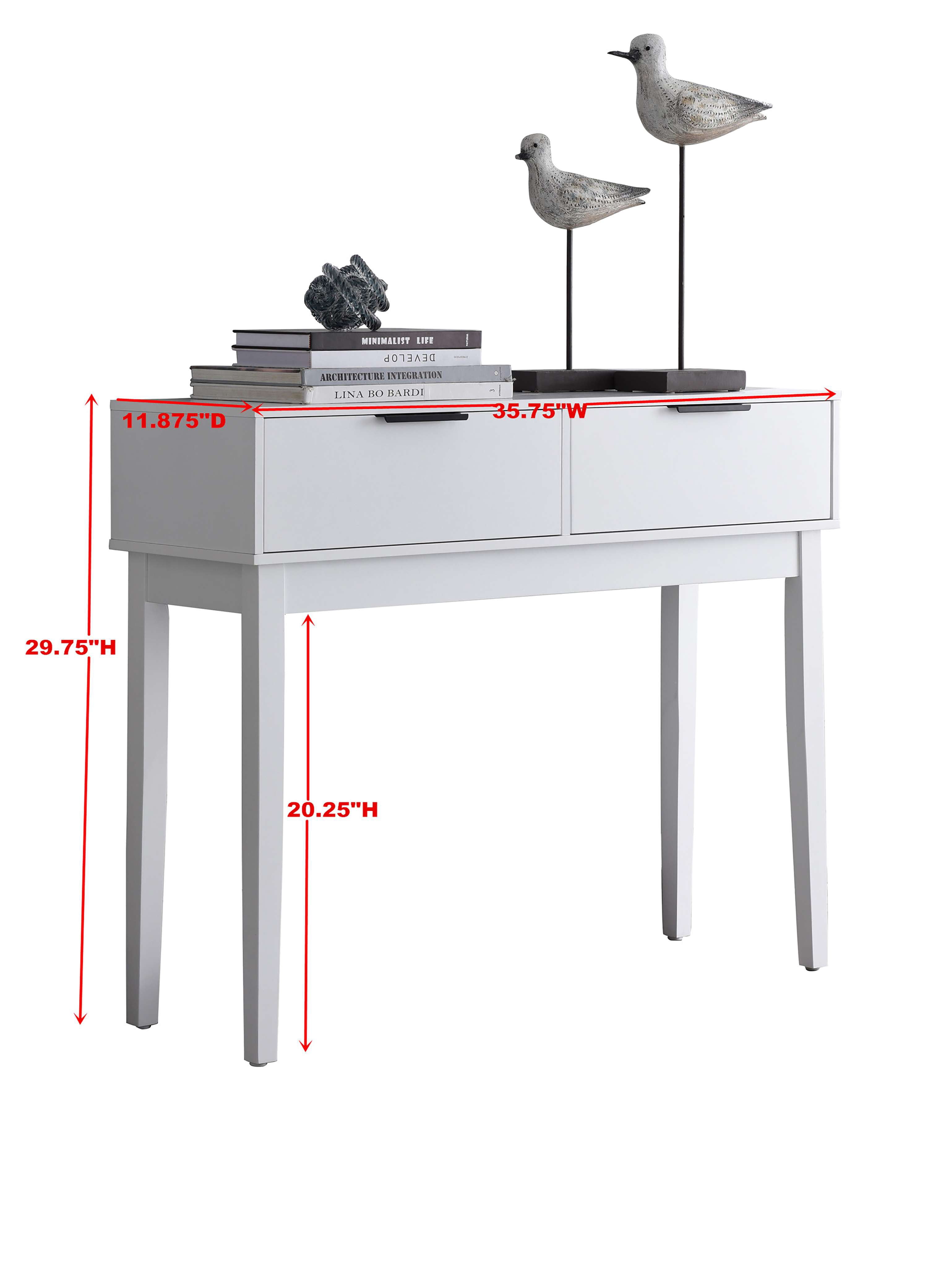 Kings Brand Furniture Modern Console Entryway Table with 2 Storage Drawers, White
