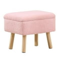thumbnail image 7 of Tcbosik Teddy Fleece Storage Ottoman Bench, Rectangular Small Footstool with Hidden Storage, Solid Wood Legs, Soft Upholstered Entryway Shoe Bench for Bedroom, Living Room, Closet – Pink, 7 of 7
