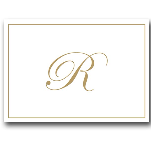 Gold Embossed Initial Note Cards Letter R Boxed Set of 8