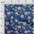 thumbnail image 1 of oneOone Cotton Jersey Royal Blue Fabric Flower & Leaves Watercolor Sewing Material Print Fabric By The Yard 58 Inch Wide, 1 of 4
