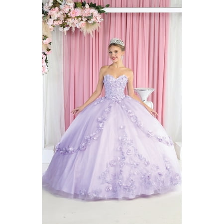 

Layla K LK177 Strapless Floral Corset Quinceanera Ball Gown Lilac 20