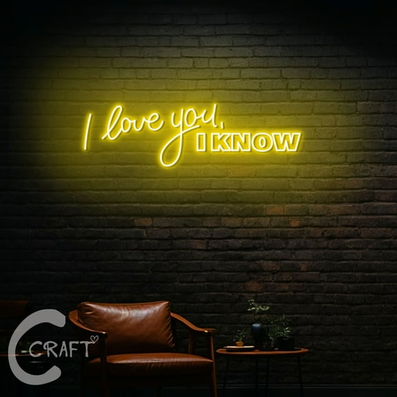 C-CRAFT I Love You I Know Neon Sign LED Light 20 inch for Valentine Wedding Wall Art Decor