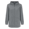thumbnail image 4 of Siilsaa Womens Zip up Sweatshirt Womens Oversized Sweatshirts Hoodies Crew Neck Pullover Sweaters Casual Fall Fashion Outfits Clothes 2024 Grey,M, 4 of 5