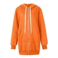 thumbnail image 6 of Fshiont Long Zip Up Hoodie Women Fleece Lined Oversized Tunic Sweatshirt Drop Shoulder Knee Length Fall Winter Hooded Jacket Orange 2XL, 6 of 6