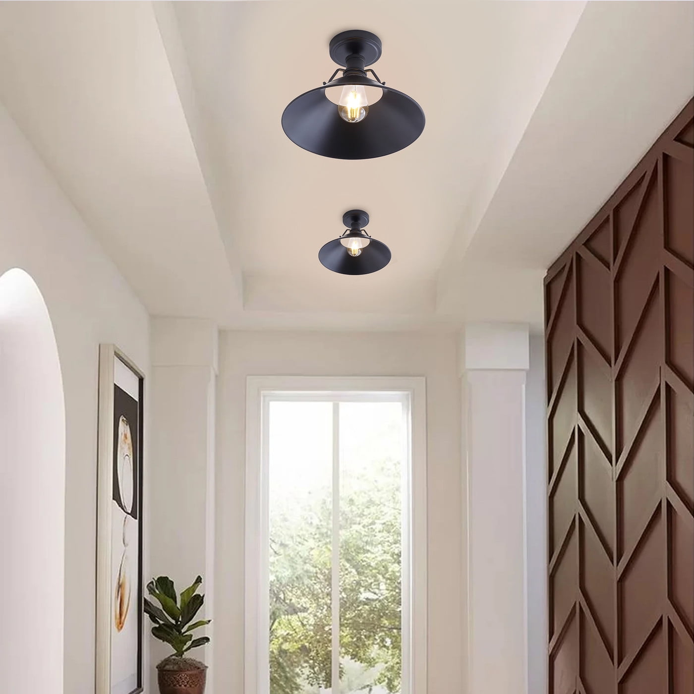 Aiwen Retro Metal Shade Flush Mount Ceiling Lamp E26 Base Light Fixture