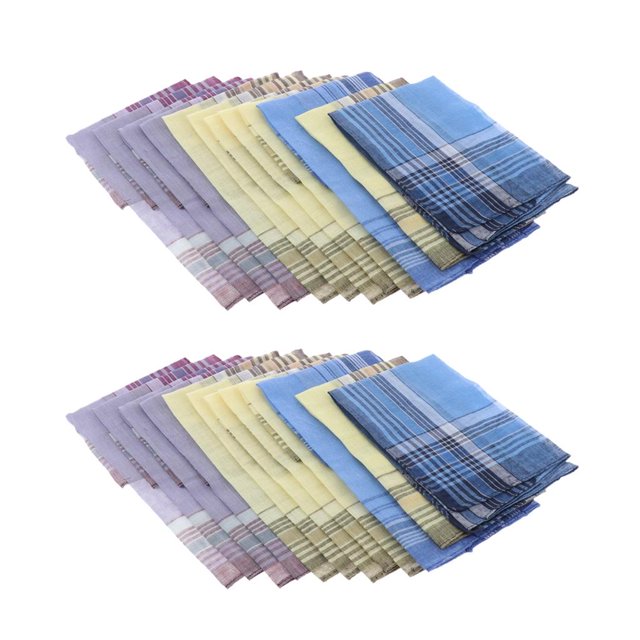 24x Pañuelos de Cuadros Clásicos a Rayas Pañuelos Lavables Hanky Hankie Lot Yinane Pañuelo para hombre