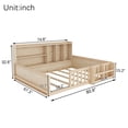 thumbnail image 5 of Leumius Full Size Floor Montessor Bed with Storage Shelves,Wood Low Bed with Semi-enclosed Guardrail and Headboard, Footboard, Space Saving, No Box Spring Required,Natural, 5 of 8