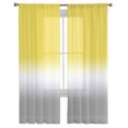 thumbnail image 2 of Yellow White Grey Ombre Semi Sheer Curtains 84 Inch Length 2 Panels Set, Modern Abstract Aesthetics Sheer Kitchen Curtain Privacy Voile Window Curtain for Living Room Bedroom Rod Pocket Drapes, 2 of 7