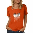 thumbnail image 2 of Neewe Women's Orange Shirt With Day Summer Tops Short Sleeve Crew Neck Shirts Puff Sleeve Casual Tshirts, 2 of 5