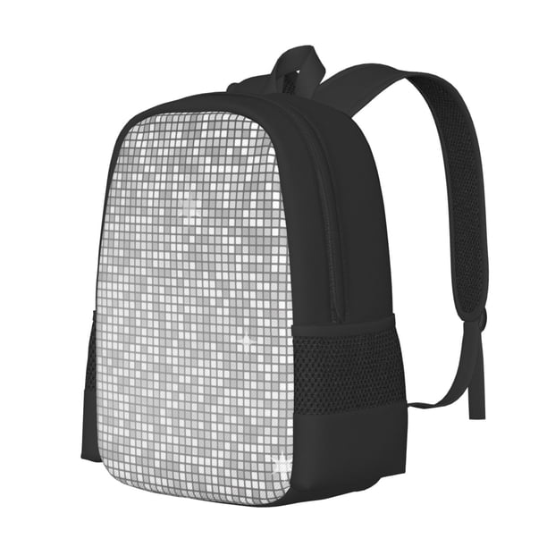 Easygdp Silver Mosaic Mochila de Gran Capacidad Minimalista Ideal para Escuela, Viajes y Uso Diario