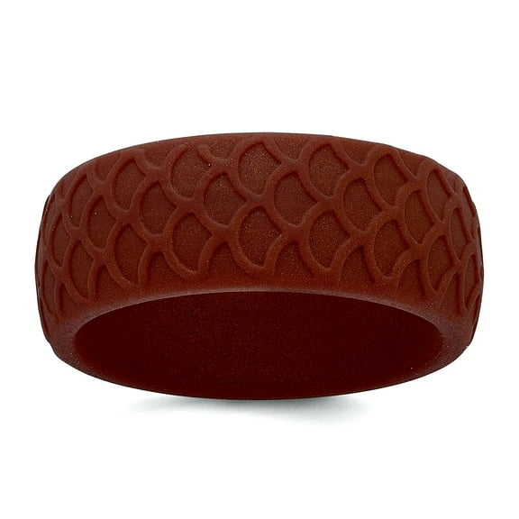Silicone Metallic Bronze 8.70mm Animal Sealife Fish Scale Pattern Band Size 10 Ring for Women and Men