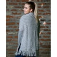 thumbnail image 6 of SAOL 100% Merino Wool Shawl/Poncho Sweater/Open Cardigan/Wool Cape with Pockets with Fringe Trim and Trinity Knot Button, 6 of 6