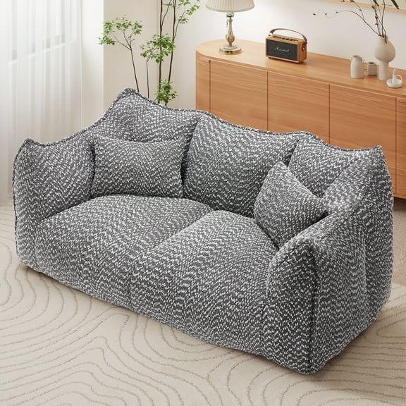 Aukfa Cloud Comfy Sofa, 24.4" Deep Seat Loveseat Couch for Living Room, No Assemble,Chenille,Gray