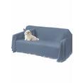 thumbnail image 2 of Blue Pure Color Sofa Covers for 2-3 Cushion Couch L-Shaped Sectional, Aesthetics Contemporary Luxury Washable Sofa Covers Slipcover for Living Room Furniture, Couch Cover Blanket 71"x134", 2 of 9