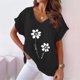 thumbnail image 2 of Gibobby Playera Manga Corta para Mujer Impreso cuello en V algodón casual murciélago manga corta camiseta mujer(Negro,M), 2 of 4