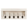 thumbnail image 1 of Patiojoy White Wall-Mounted Rustic Wooden Coat Rack Entryway Hanging Shelf With 5 Dual Hooks, 1 of 5