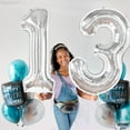 thumbnail image 3 of Big Silver 13 Balloon Numbers - 40 Inch | 13th Birthday Decorations for Girls and Boys | Number Balloons for Anniversary, 3 of 4