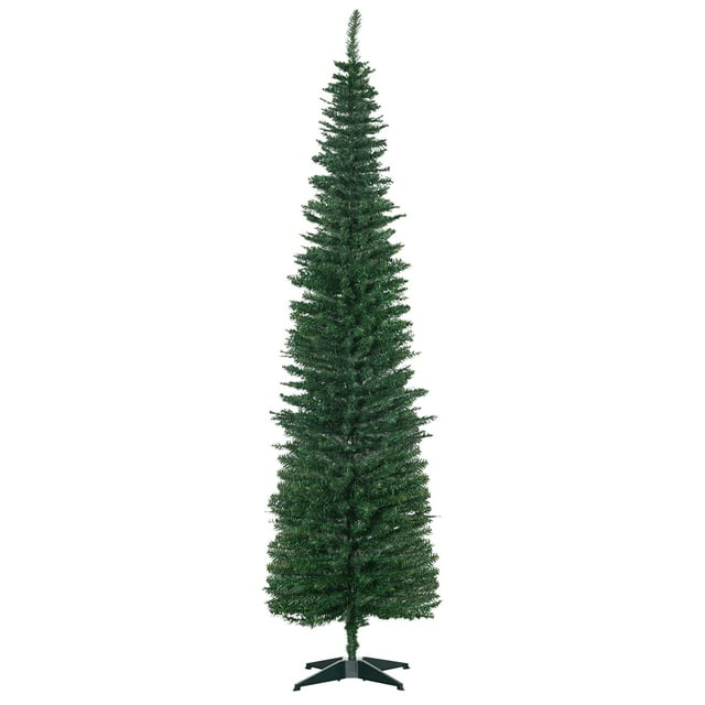 HOMCOM Arbre de Noël Crayon de 7 Pieds, Arbre de Noël Artificiel Mince avec Branches Réalistes, Support Robuste, Vert