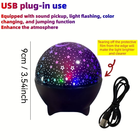 Starry Night Projector Light Galaxy Star Ceiling Lamp for Bedroom and Kids' Room, Romantic Night Light with Moon and Stars, USB Powered