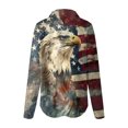 thumbnail image 3 of vigerkar Women's Cotton and Linen Independence Day American Flag Floral Print Shirt (Dark Blue, 3XL), 3 of 4