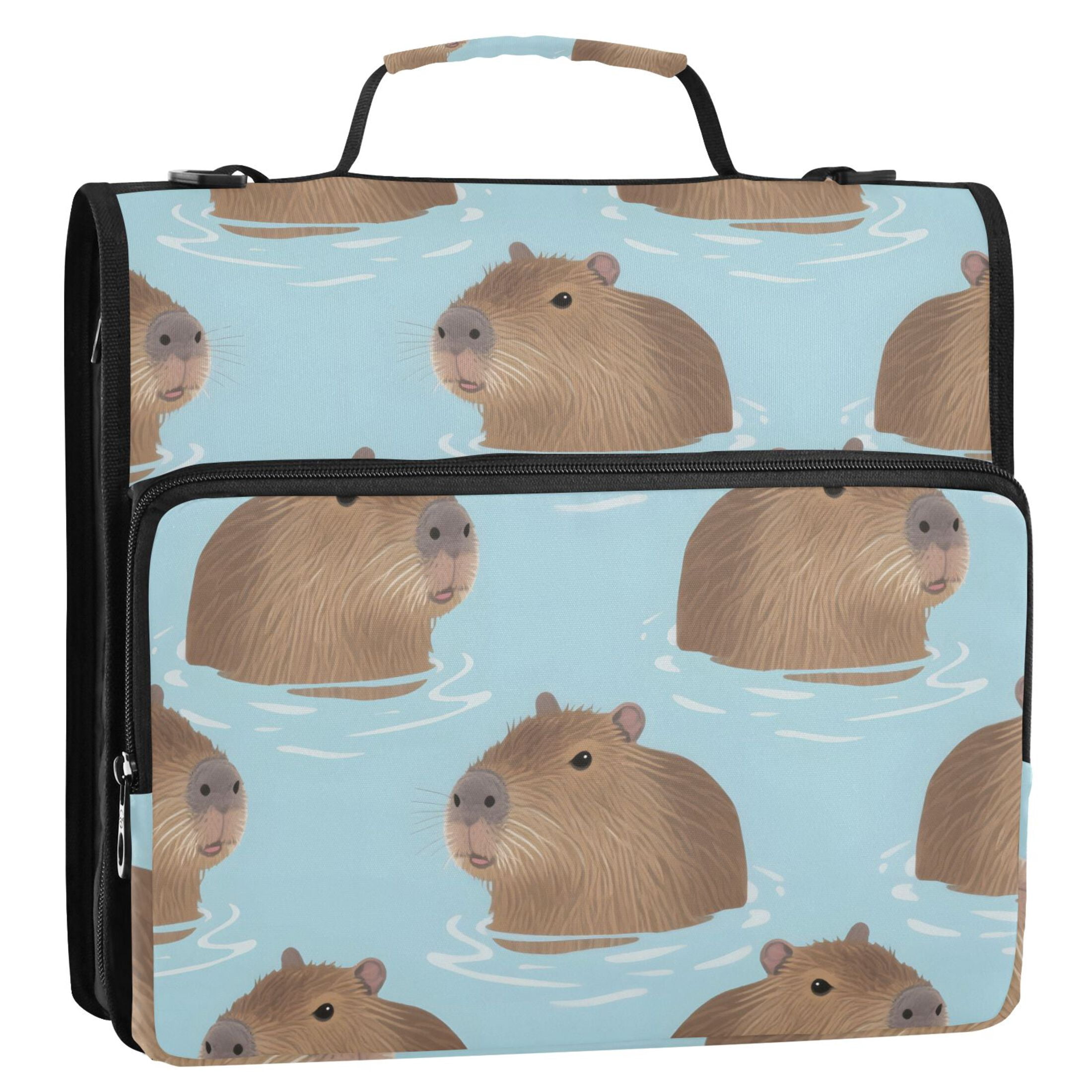 ALAZA Zipper Binder Cute Capybara Blue 3 Ring Trapper Keeper File Folder Organizer Bag