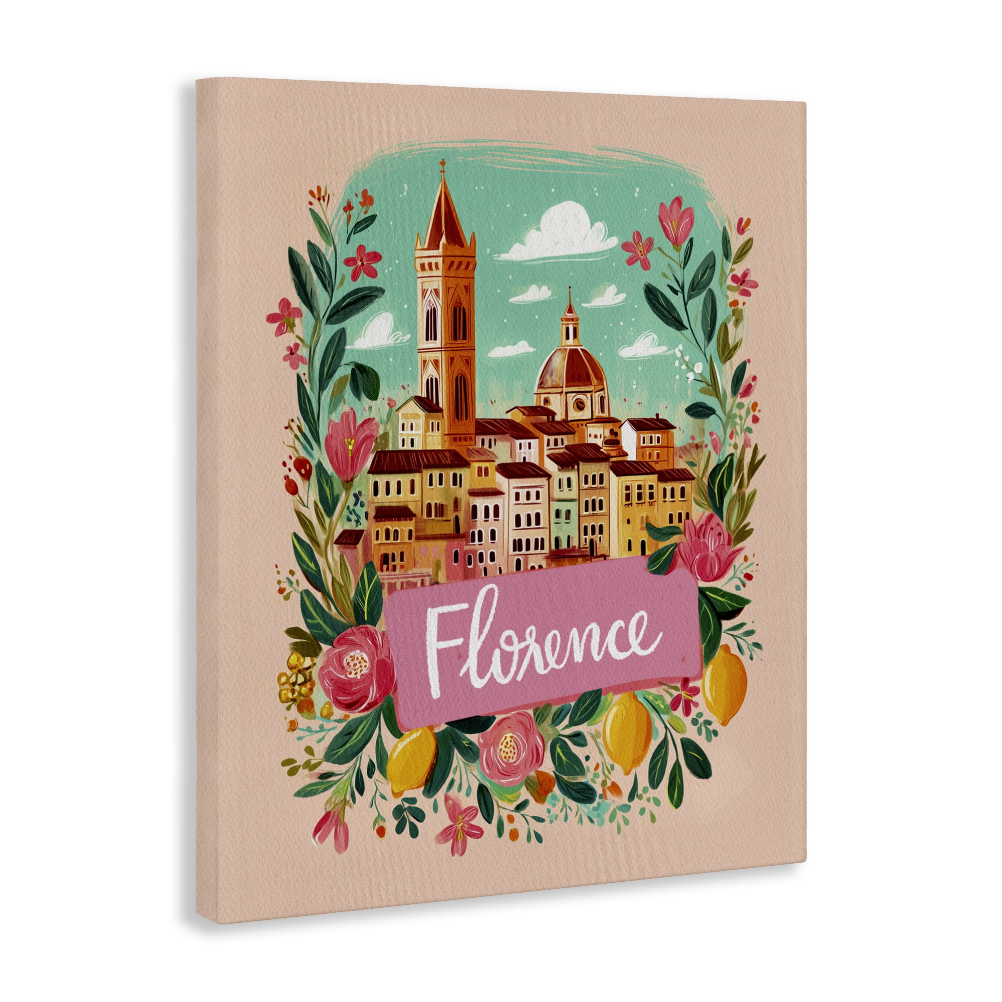 Floral Bordered Florence Canvas Wall Art, design by Yen