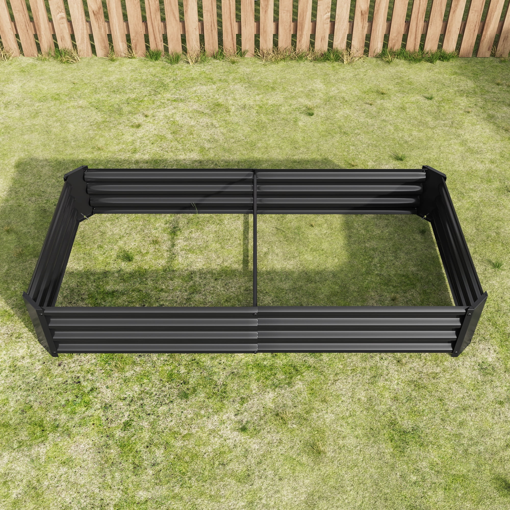 Miniyam 6×3×1ft Metal Raised Garden Bed, Rectangle Raised Planter for Flowers Plants, Vegetables Herb, Black