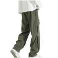 thumbnail image 4 of bnaln Cargo Pants for Men Outdoor Hiking Long Athletic Pants with Multipocket Elastic Waist Wide Leg Cropped Comfy Trouser, 4 of 7
