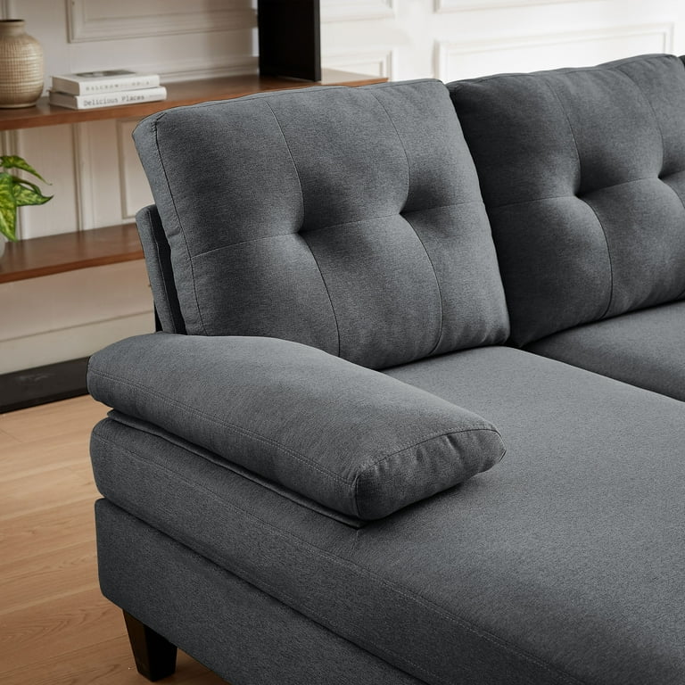 ゆゆ Pingliang U-Shaped Sectional Sofa, 4 Seat, Linen Fabric