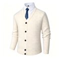 thumbnail image 2 of Men's V Neck Knit Cardigan, Single Breasted Long Sleeve, Regular Fit, Business Casual Outerwear For Male, 2 of 9