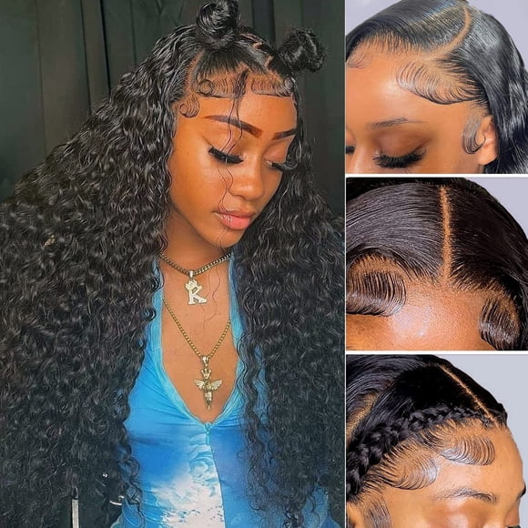 Nervoss HD transparente encaje frente pelucas cabello humano onda de agua 13x4 encaje frontal pelucas para mujeres brasileño onda profunda pelucas de cabello humano con pelo de bebé pre arrancado pelu