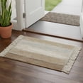 thumbnail image 3 of Bathroom Rug 2'x 3', Brown Grey Woven Cotton Washable Rug with Tassels, Farmhouse Gray Barn Wooden Vintage Striped Non Slip Front Door Mat for Entrance, Doorway, Hallway, Laundry Room, 3 of 9