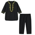 thumbnail image 1 of QUDDERR Baby Toddler Kids Boys Girls Embroidery Crewneck Buttons Long Robe + Trousers Spring Fall Outfit Size 1-7T, 1 of 9