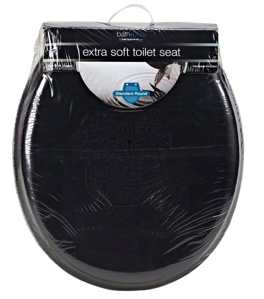 Bath Bliss Extra Soft Standard Round Toilet Seat in Black