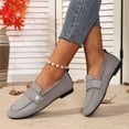 thumbnail image 4 of Miluxas Womens Suede Loafers Slip On Ballet Flats Pearl Decor Comfortable Lightweight Walking Shoes Low Top Square Toe Shoes Gray 9(42), 4 of 9