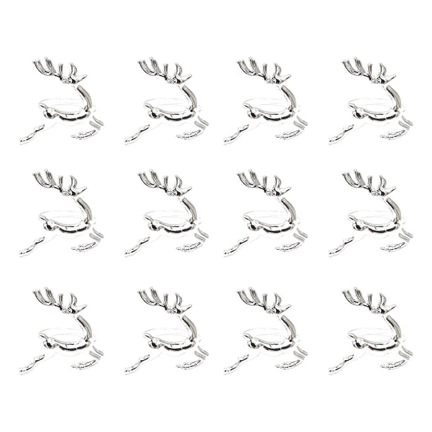 Ounissouiy Servilletas de San Valentín chapadas en diseño de ciervo de alce hebilla de Metal servilleteros brillantes círculo decoraciones de Mostrada plata