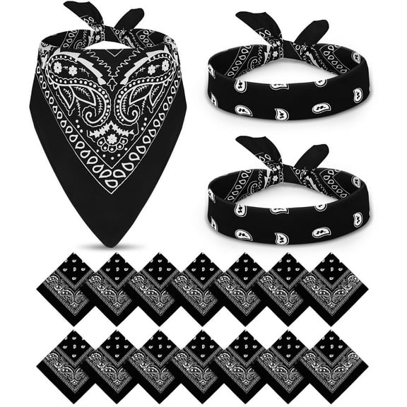 14 pieces Bandanas Paisley Print Novelty Headband Cowboy Headwraps Scarfs Hair Head Bandana for Women Men Boy Girl
