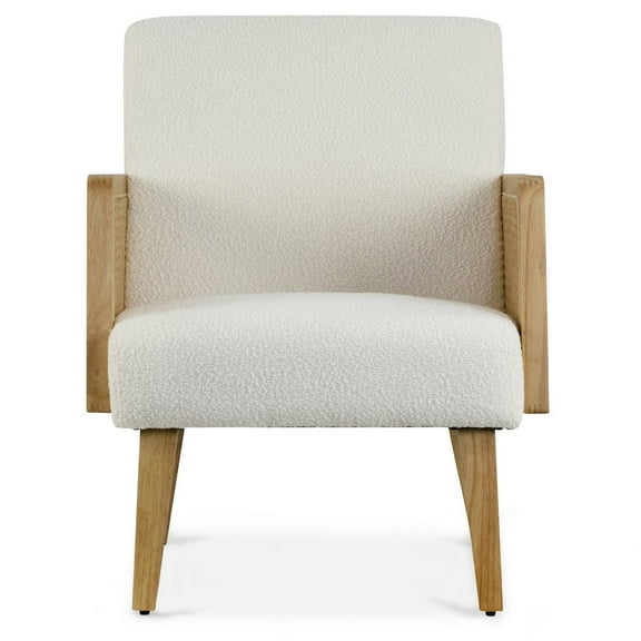 Glamour Home Ayaki White Woven Accent Chair with Rattan Arms