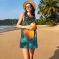 thumbnail image 3 of Uemuo Mango In The Rain Pattern Women’s Sleeveless Dress – Casual Summer A-Line Dress, Stylish and Comfortable Sundress for Hot Weather, 3 of 7