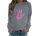 thumbnail image 2 of CLOISE Breast Cancer Sweatshirt Women Breast Cancer Fight Sweatshirts Hand Ribbon Oversized Round Neck Long Sleeve Blouses Cancer Survivor Gifts Tops Comfort Pullover Hoodie Outfits Gray XL, 2 of 4