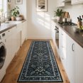 thumbnail image 2 of Hasoo Runner Rug 2x6 Non-Slip Washable Low Pile Floral Print for Kitchen Indoor Black, 2 of 5