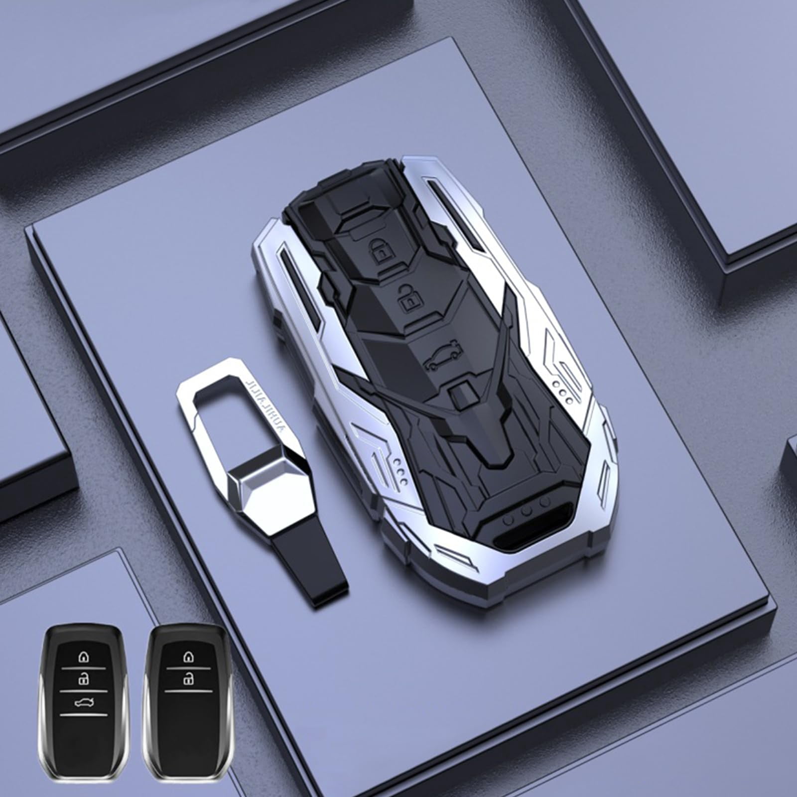 Key Case Holder Protector Keychain with Zinc Alloy Metal Shell for Toyota 2019-2024 Venza RAV4 Prime Land Cruiser Fortuner Grand Highlander Corolla Cross Hilux Key Fob Cover