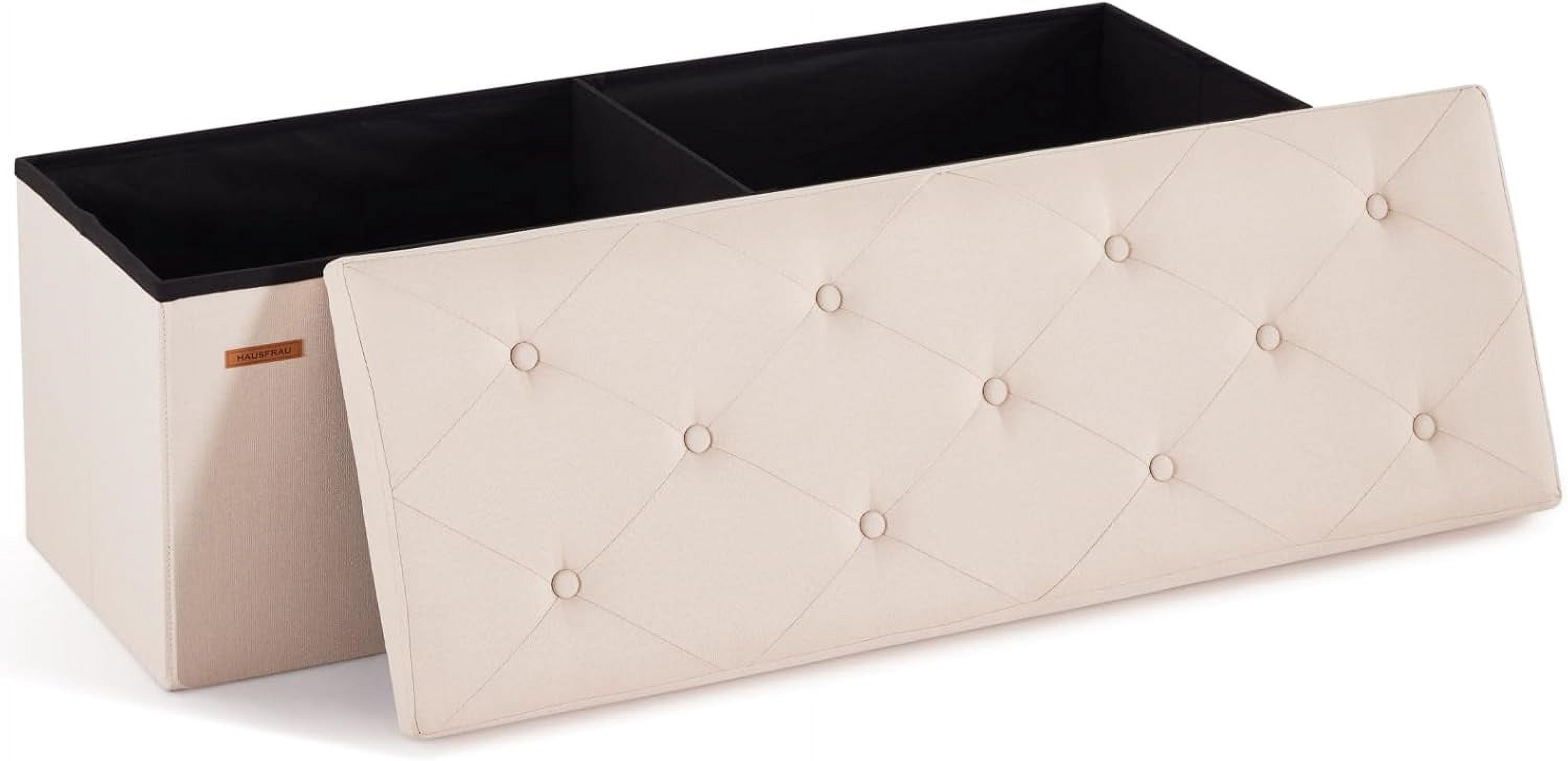 HAUSFRAU Folding Ottoman With Storage – 31.5 Inch Bench, Faux Leather, Flip-Top Lid For Living Room & Bedroom - View #5
