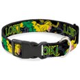 thumbnail image 1 of Dog Collar Plastic Clip Loki In Action Black Gray Yellow Green 11 to 17 Inches 1.0 Inch Wide, 1 of 6