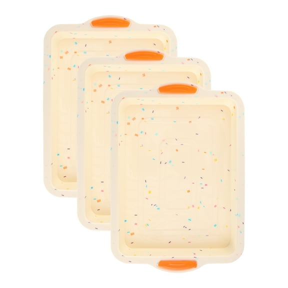 Unique Bargains 3 Packs Nonstick Silicone Baking Pans Colorful 13.4*9.4*1in